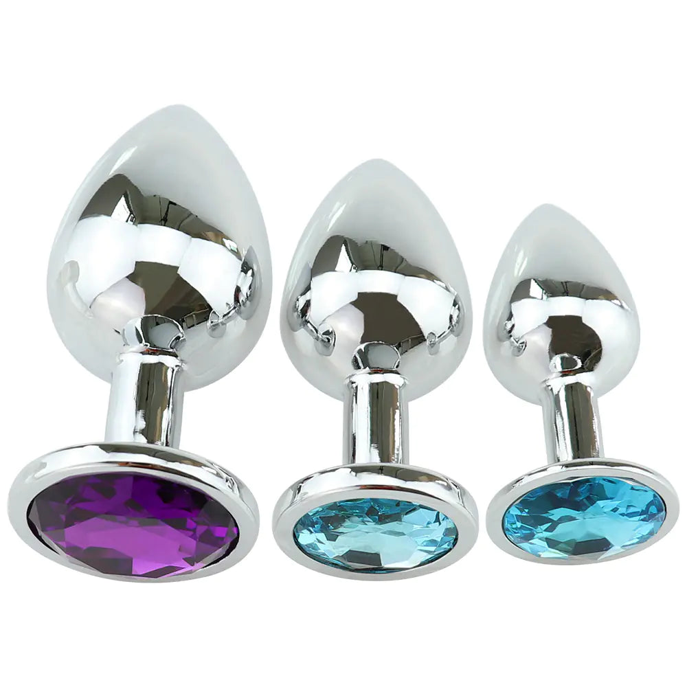 Metal Anal Plug with Diamond, Stainless Steel Design
