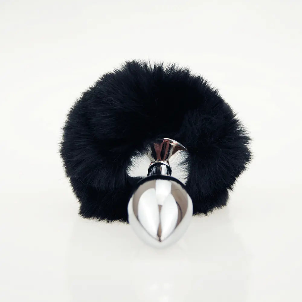 Soft Bunny Tail Metal Anal Plug for Adults