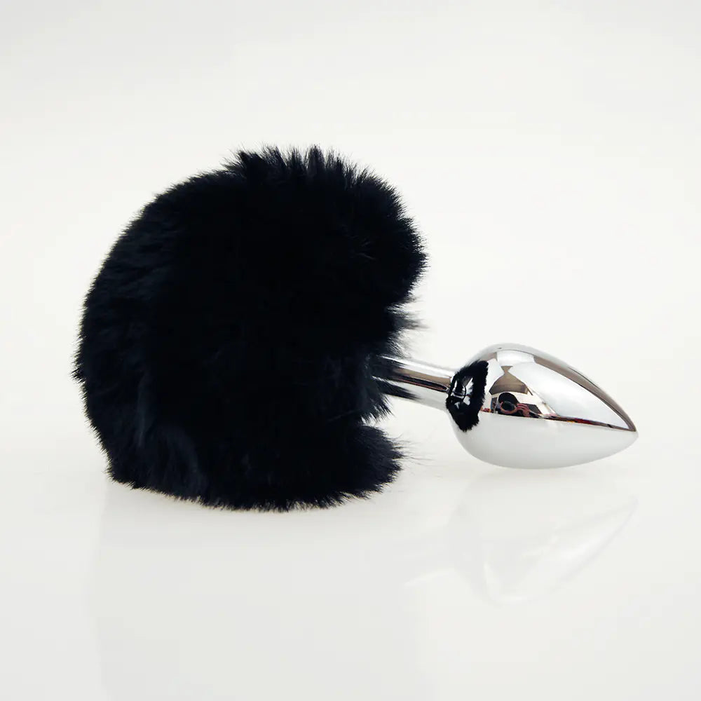 Soft Bunny Tail Metal Anal Plug for Adults