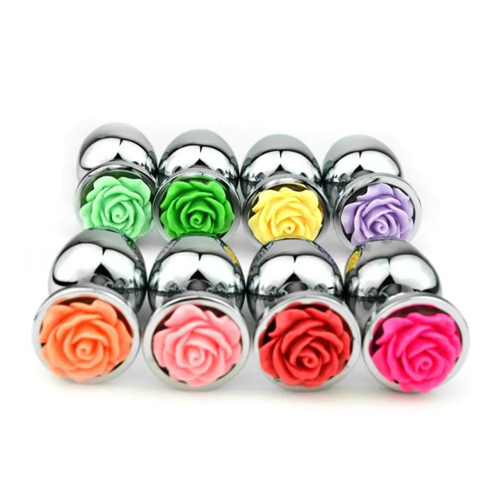 Metal Rose Flower Anal Plug - Stainless Steel Toy
