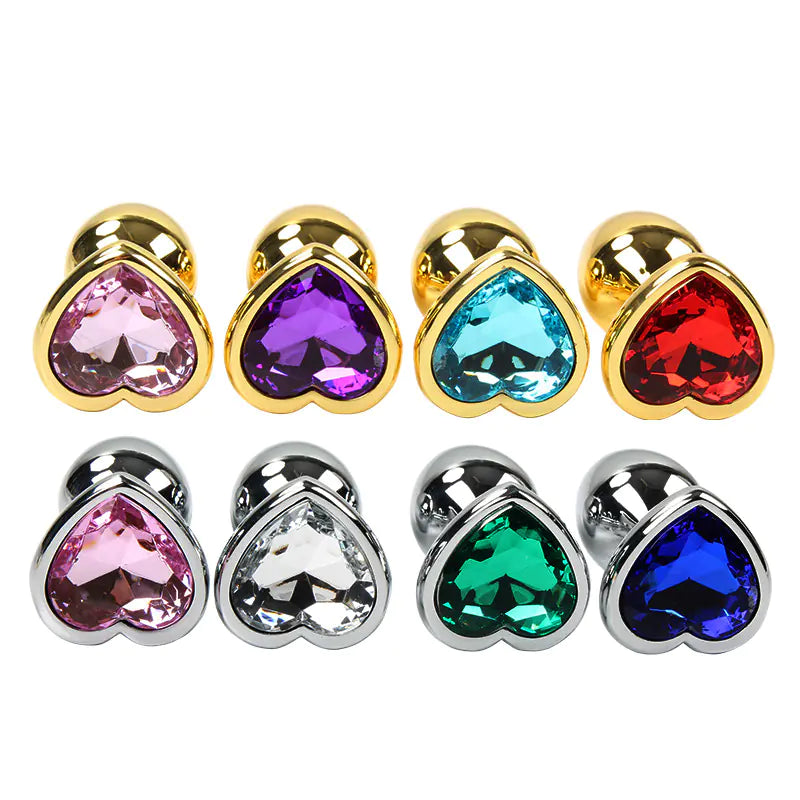 Heart-Shaped Gold Metal Anal Plug Adult Toy