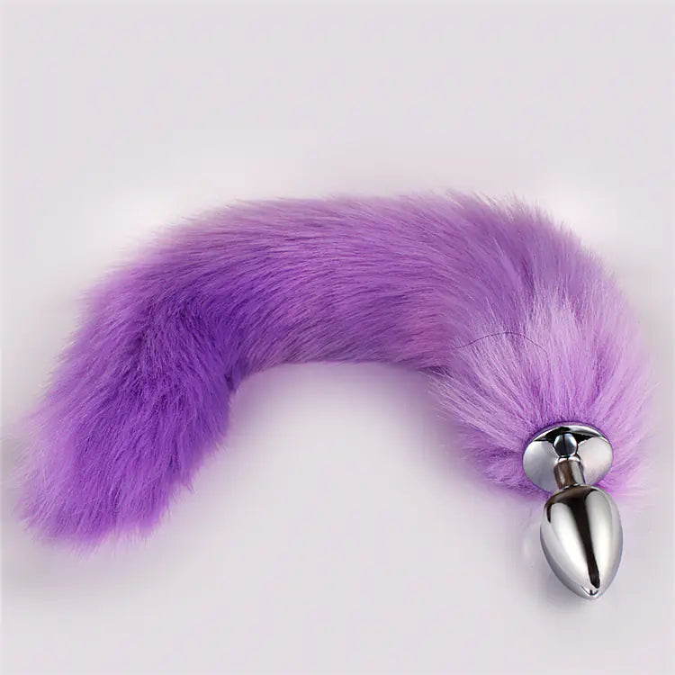 Metal Anal Plug with Fox Tail - Large Size for Couples