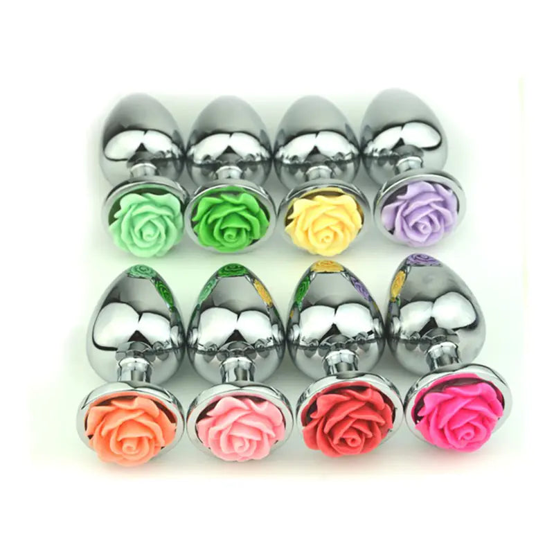 Metal Rose Flower Anal Plug - Stainless Steel Toy