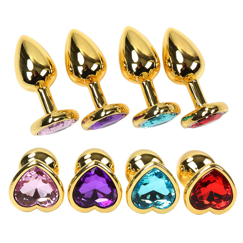 Heart-Shaped Gold Metal Anal Plug Adult Toy