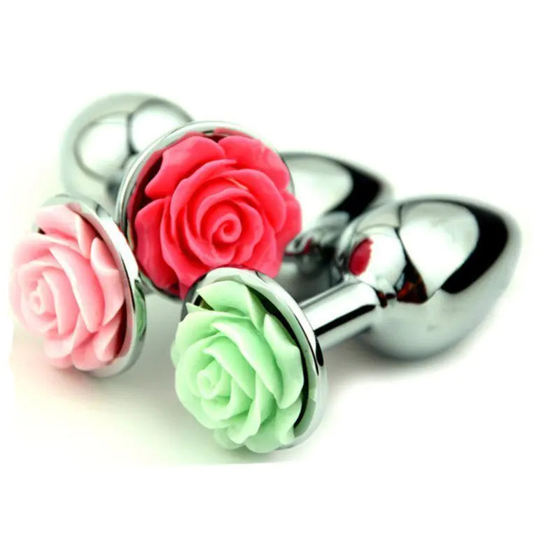 Metal Rose Flower Anal Plug - Stainless Steel Toy