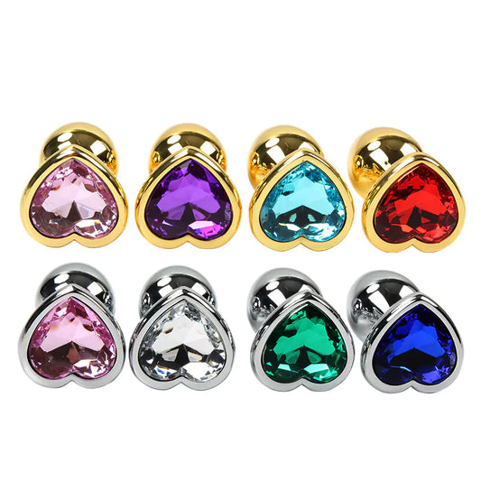 Heart-Shaped Gold Metal Anal Plug Adult Toy