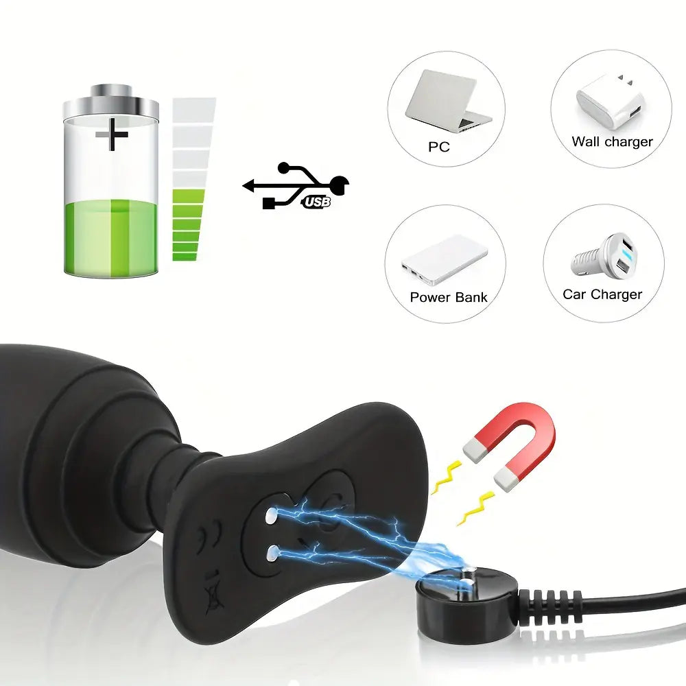 USB Rechargeable Heated Vibrating Anal Plug for Women