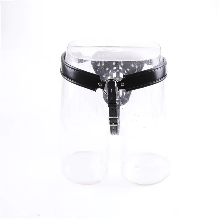 Leather Men's Chastity Belt with Cock Cage