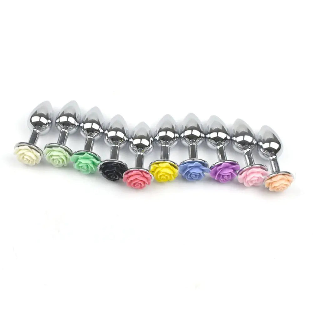 Metal Rose Flower Anal Plug - Stainless Steel Toy