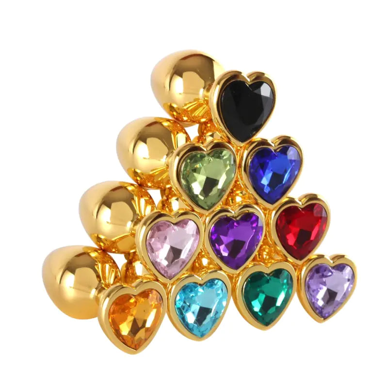 Heart-Shaped Gold Metal Anal Plug Adult Toy