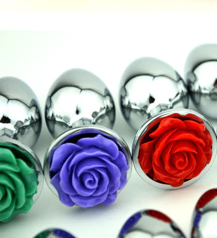 Metal Rose Flower Anal Plug - Stainless Steel Toy