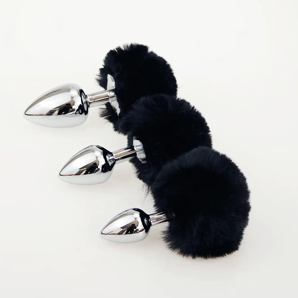 Soft Bunny Tail Metal Anal Plug for Adults