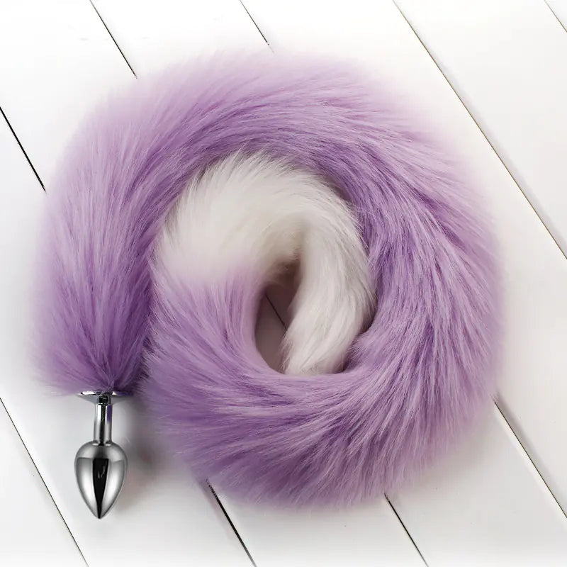 Metal Anal Plug with Fox Tail - Large Size for Couples