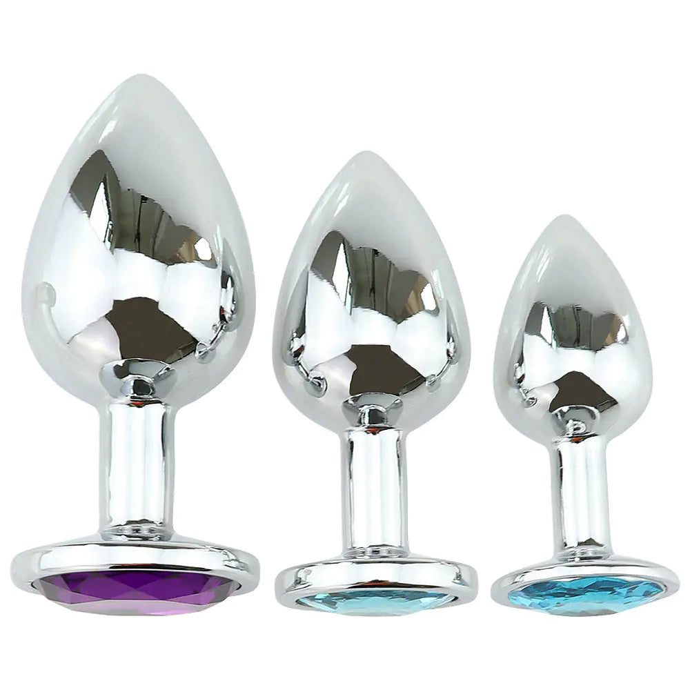 Metal Anal Plug with Diamond, Stainless Steel Design